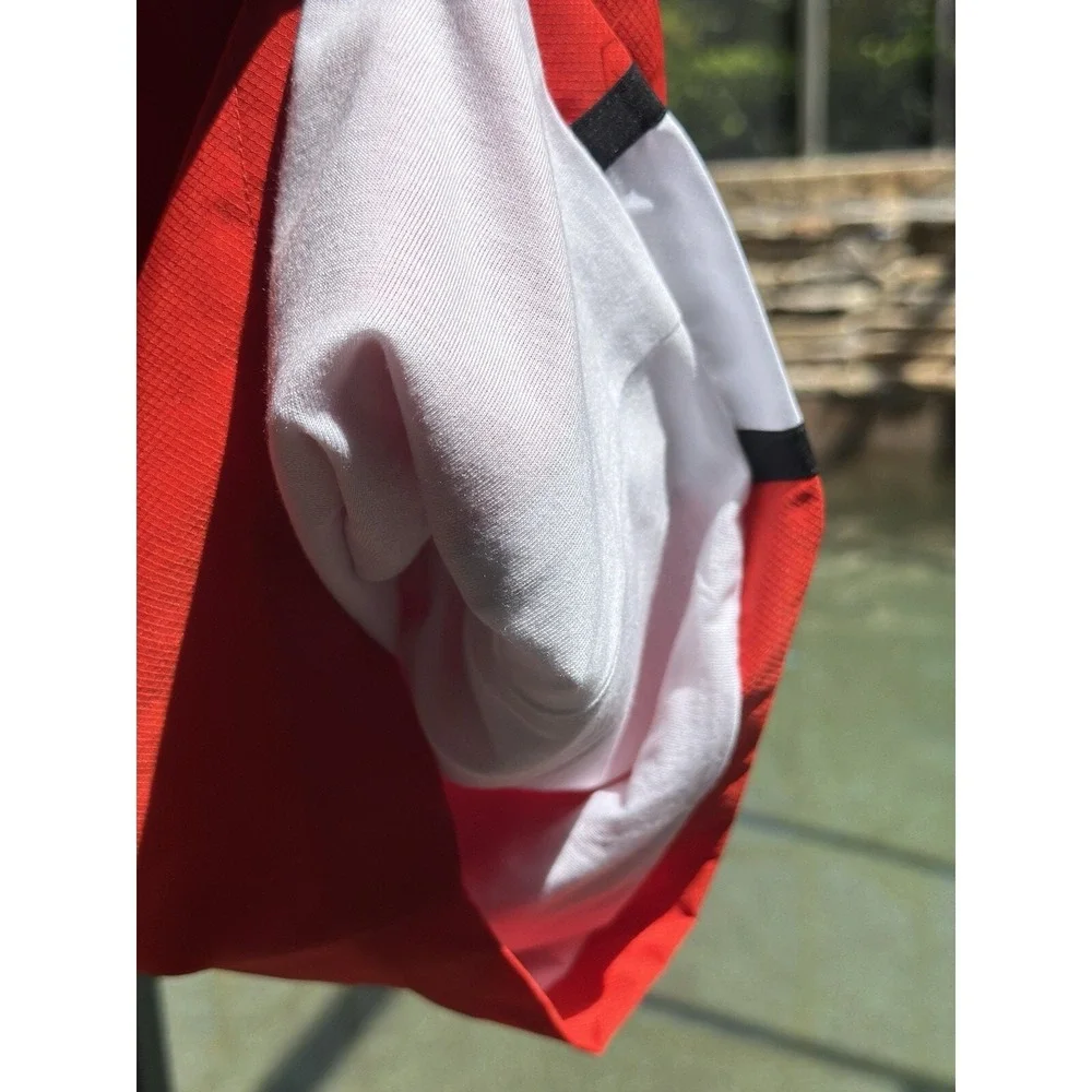 LACOSTE Men's Colourblock Tennis Shorts Red/White/Black Size L 8